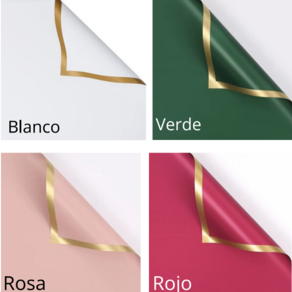 Papel Liso con borde dorado