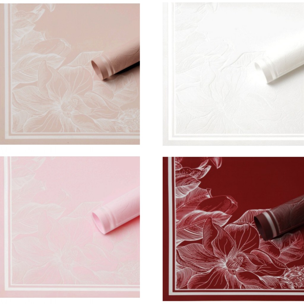 Papel Liso con borde Flores