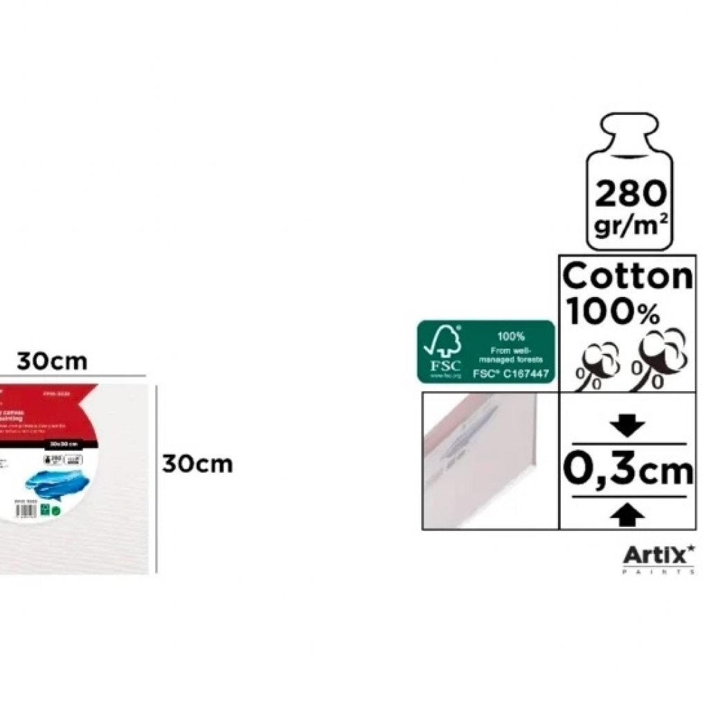 Carton telado 30x30x0.3cm 280gr artix