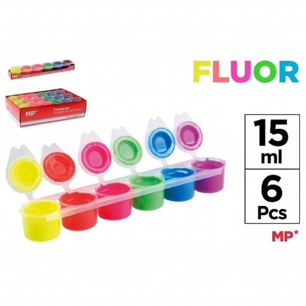 Tempera main paper 6 colores fluo 15 ml PP162-02