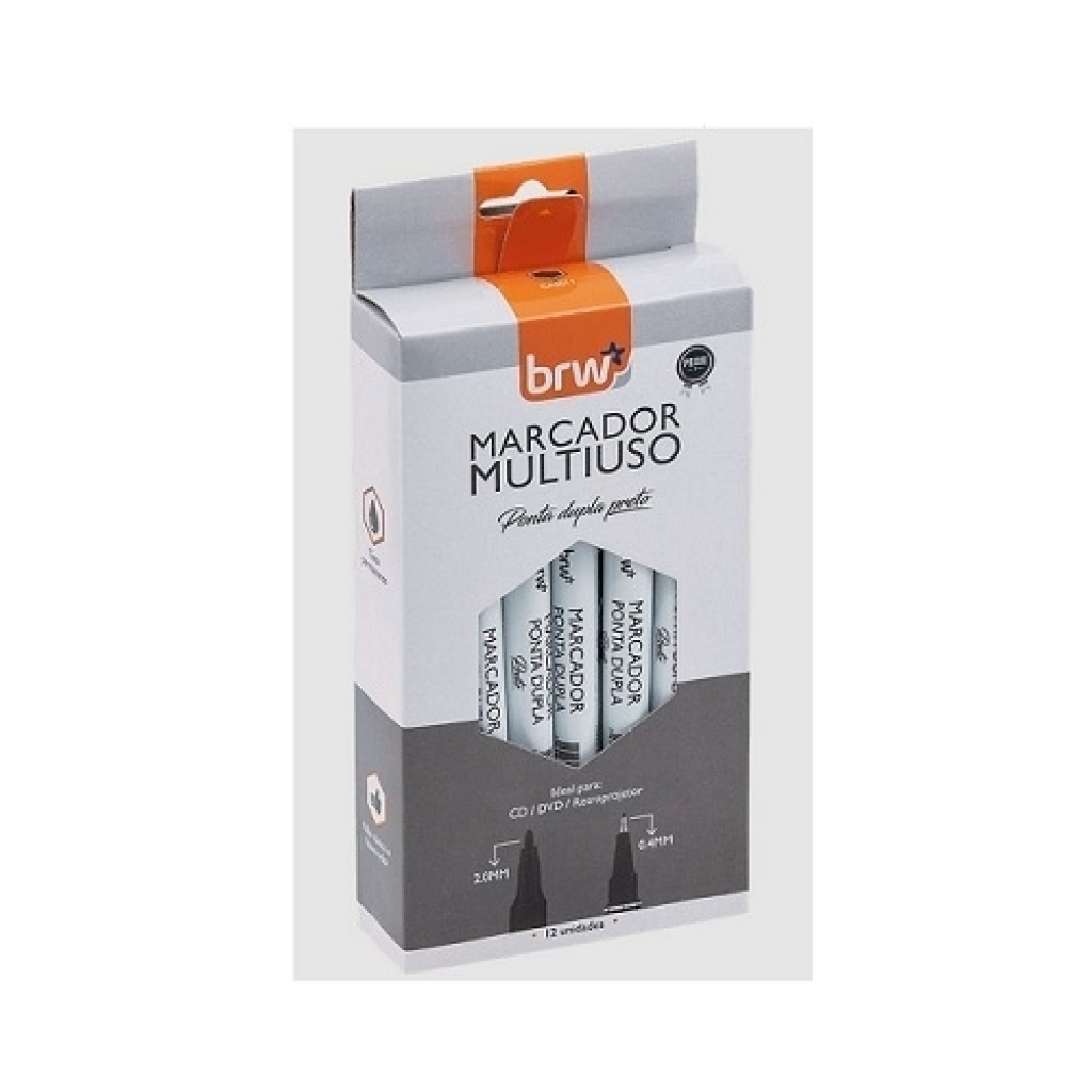 marcador cd brw - punta doble negro- caja 12 un