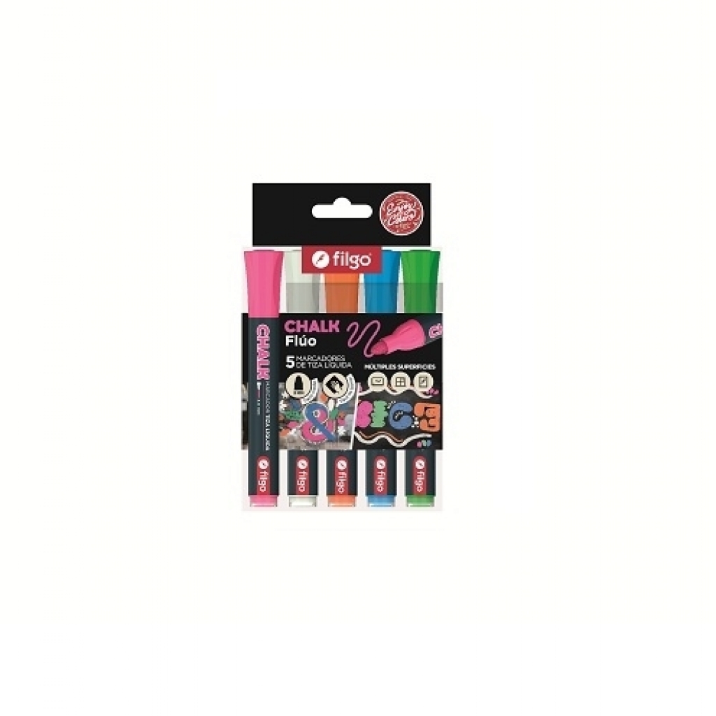 Filgo marcador tiza 3.0 - estuche 5 surtido